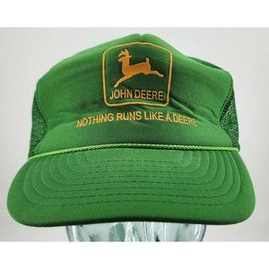 VTG John Deere Baseball Cap Hat NISSUN Green Foam Mesh Rope Trucker Snapback